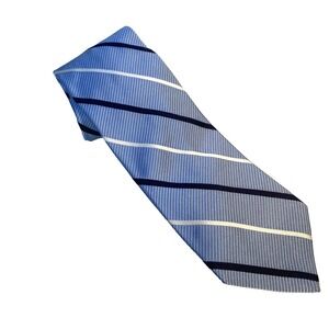 Tommy Hilfiger Silk‎ Tie Blue White Stripe Pattern Necktie 60" L, 3.5" W GUC